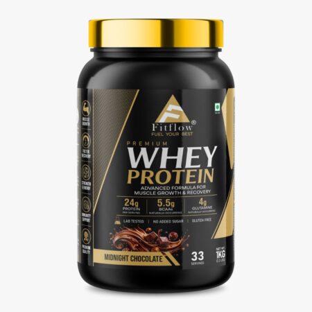 Fitflow Premium Whey Protein Powder - Midnight Chocolate (1KG, 33 Servings)