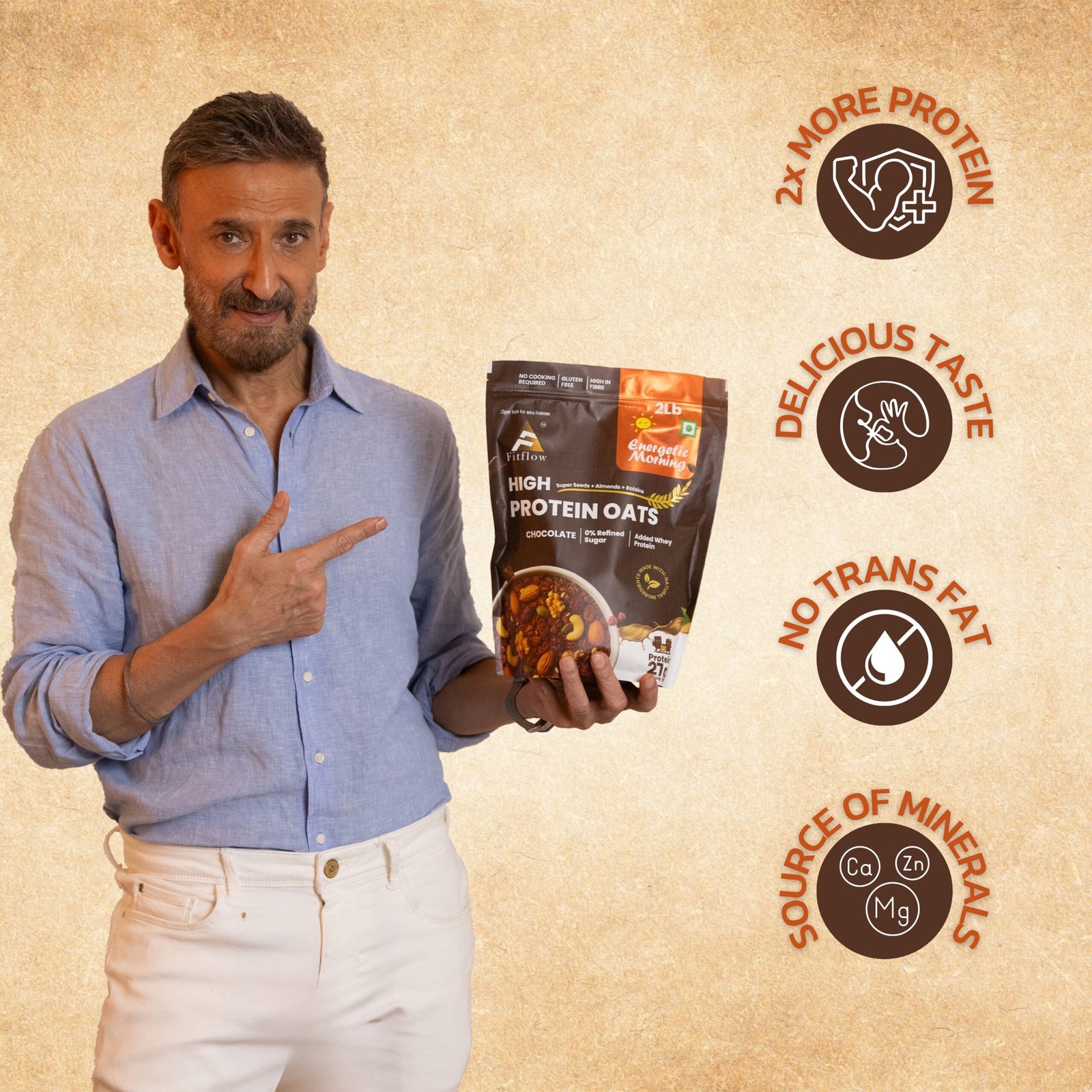 Fitflow High Protein Oats Chocolate | 27g Protein - Image 3