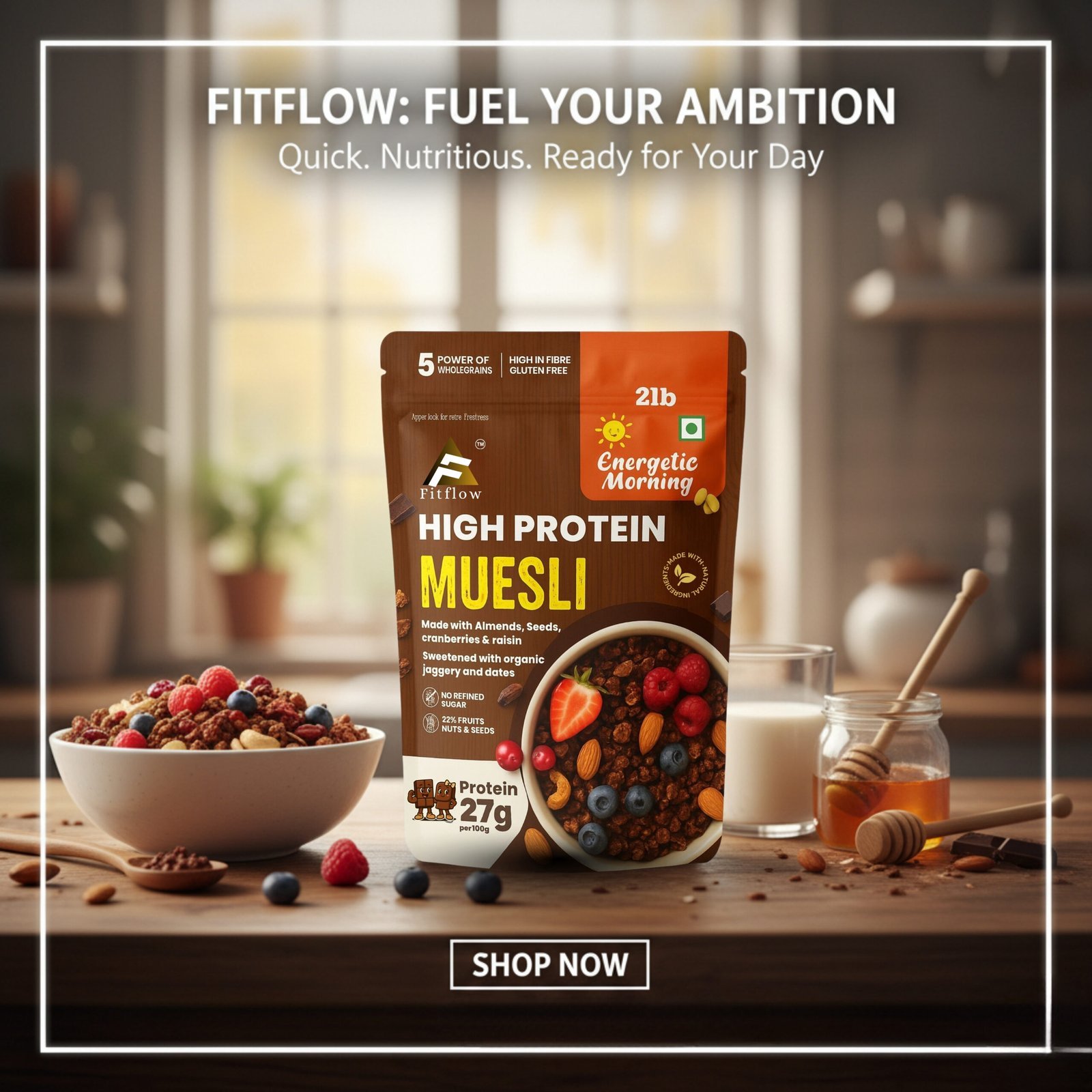 Fitflow High Protein Muesli | 27g Protein - Image 4