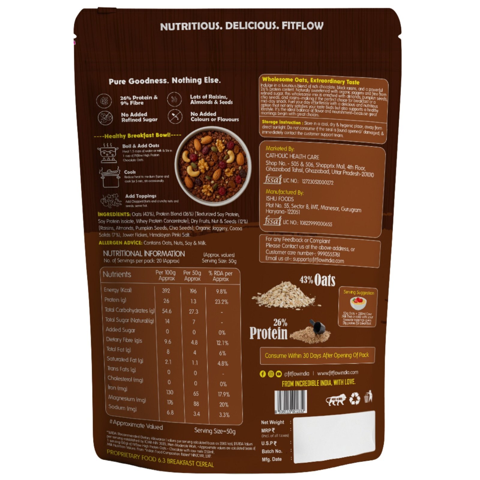 Fitflow High Protein Oats Chocolate | 27g Protein - Image 5