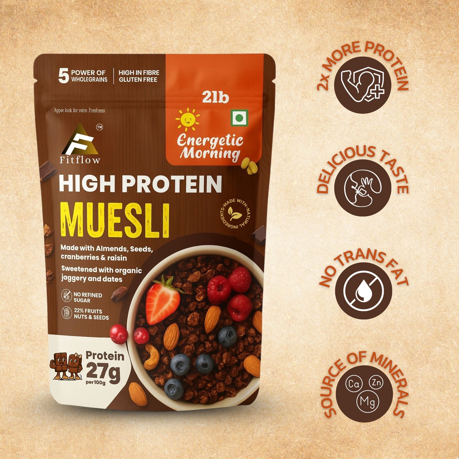 Fitflow High Protein Muesli | 27g Protein - Image 2